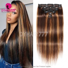 P4/27 Classic Clip Ins Hair Extension (8pcs 120gram/Set)100% Virgin Human Hair Extensions
