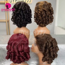150% Density Bob Wigs Bouncy Loose 13x4 Full Lace Frontal Glueless Wigs 100% Virgin Human Hair Wig